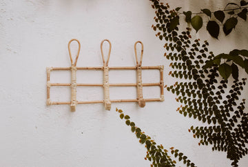 Imperfect Nusa Rattan Wall Hooks handmade by Village Thrive using natural materials.