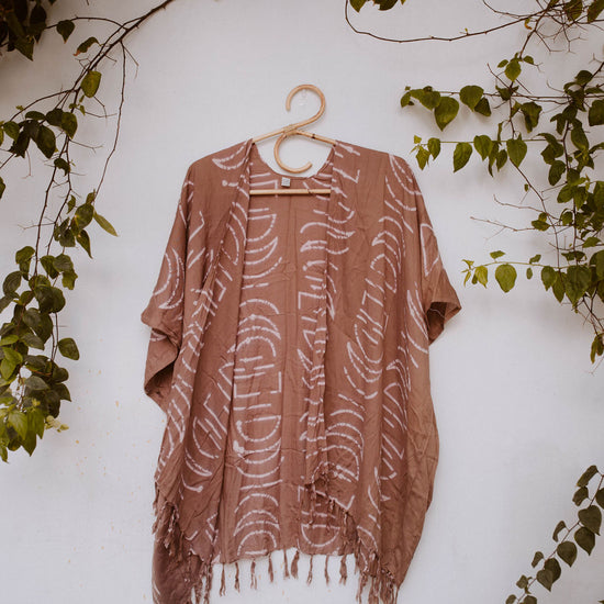 Imperfect Moon Phase Kimono handmade by Village Thrive using natural materials.