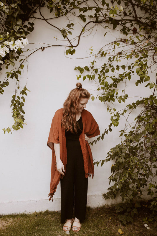 Solid Color Kimonos handmade by Village Thrive using natural materials.