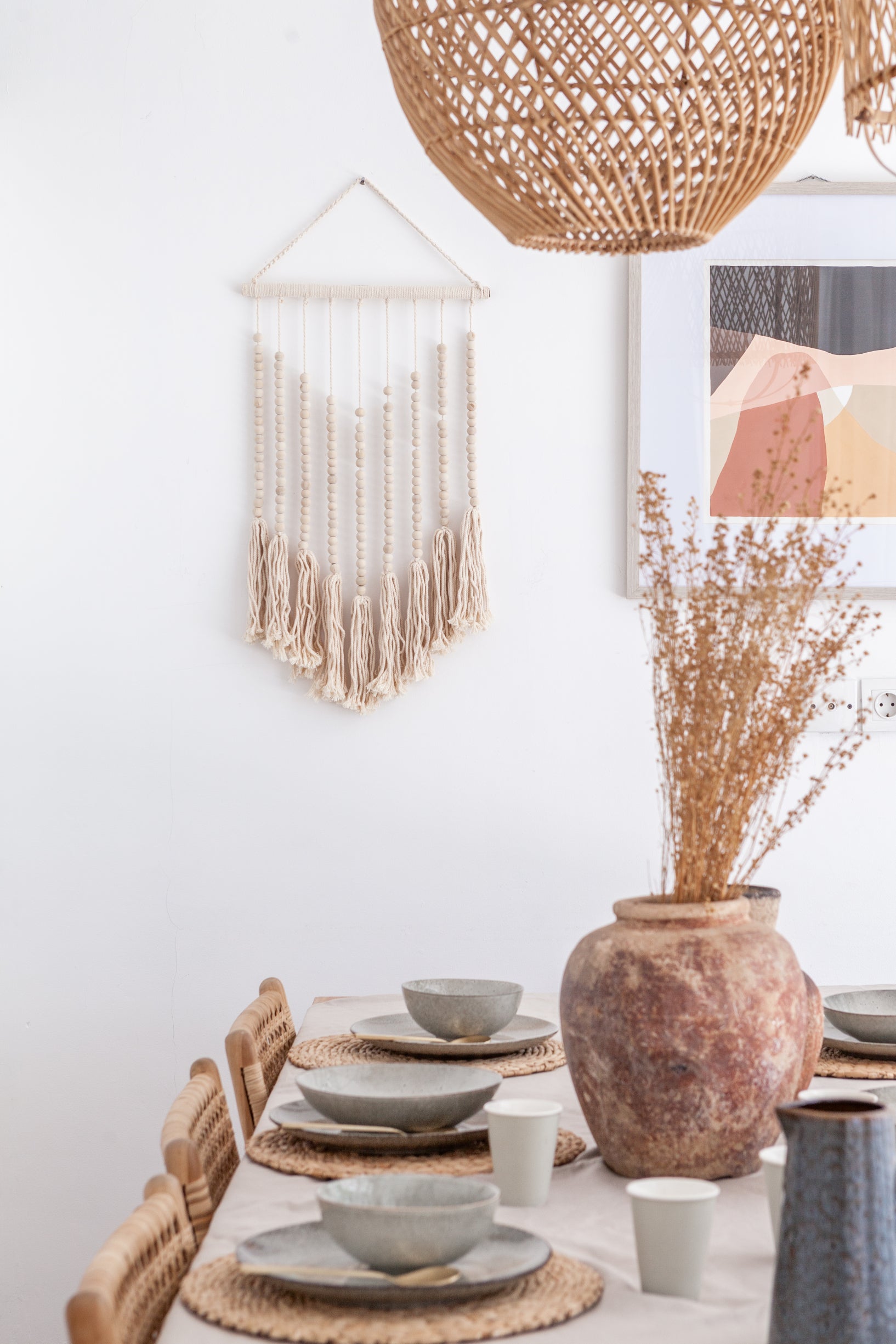 Tanah Beaded Wall Hanging handmade by Village Thrive using natural materials.