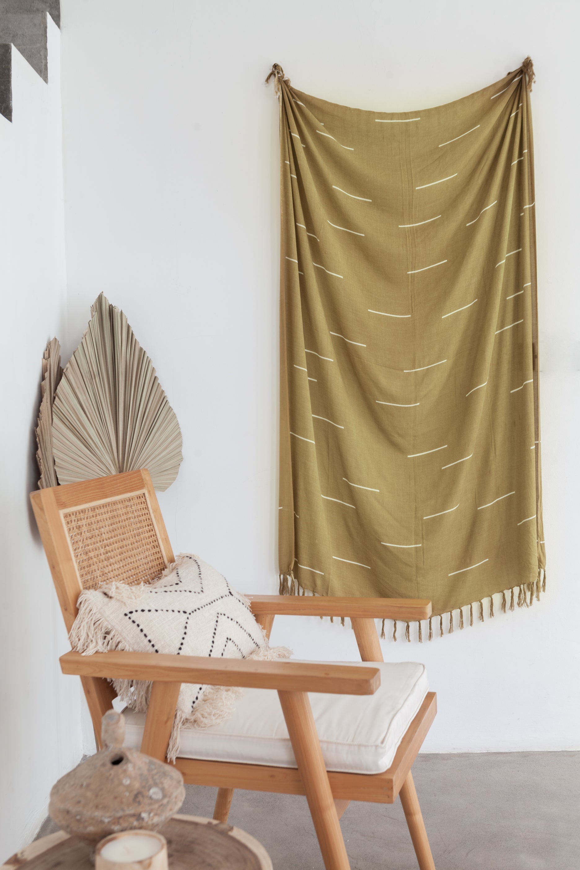 Imperfect Lines Tapestry handmade by Village Thrive using natural materials.