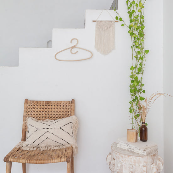 Kaia Hand Stitched Cotton Lumbar Pillow handmade by Village Thrive using natural materials.