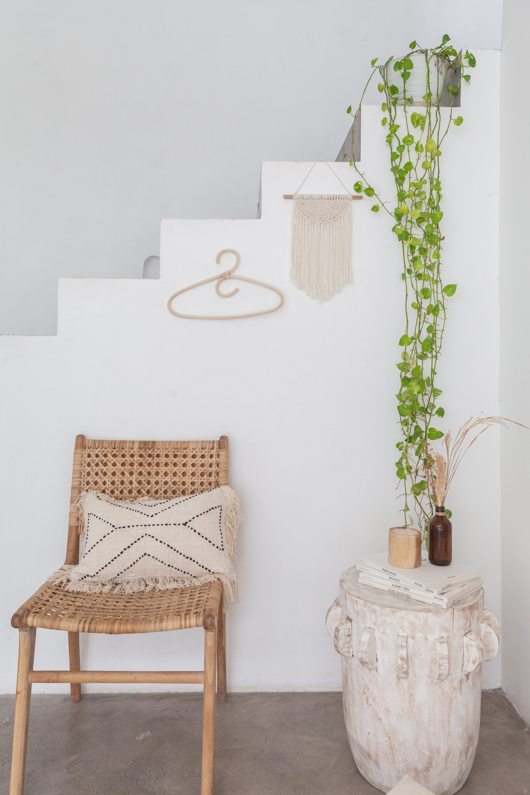 Kaia Hand Stitched Cotton Lumbar Pillow handmade by Village Thrive using natural materials.