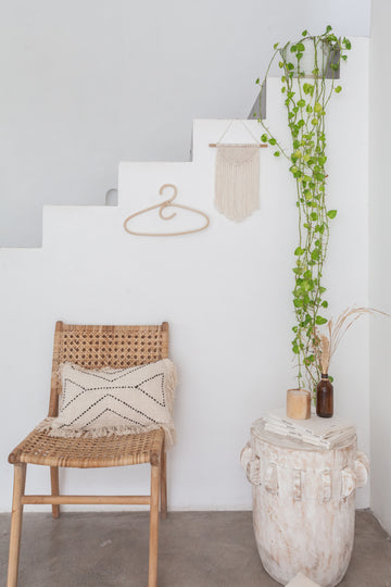 Kaia Hand Stitched Cotton Lumbar Pillow handmade by Village Thrive using natural materials.