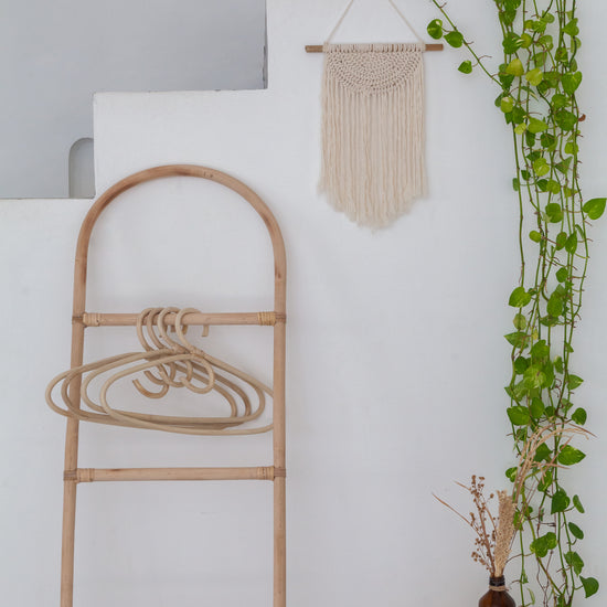 Traditional Rattan Hanger handmade by Village Thrive using natural materials.