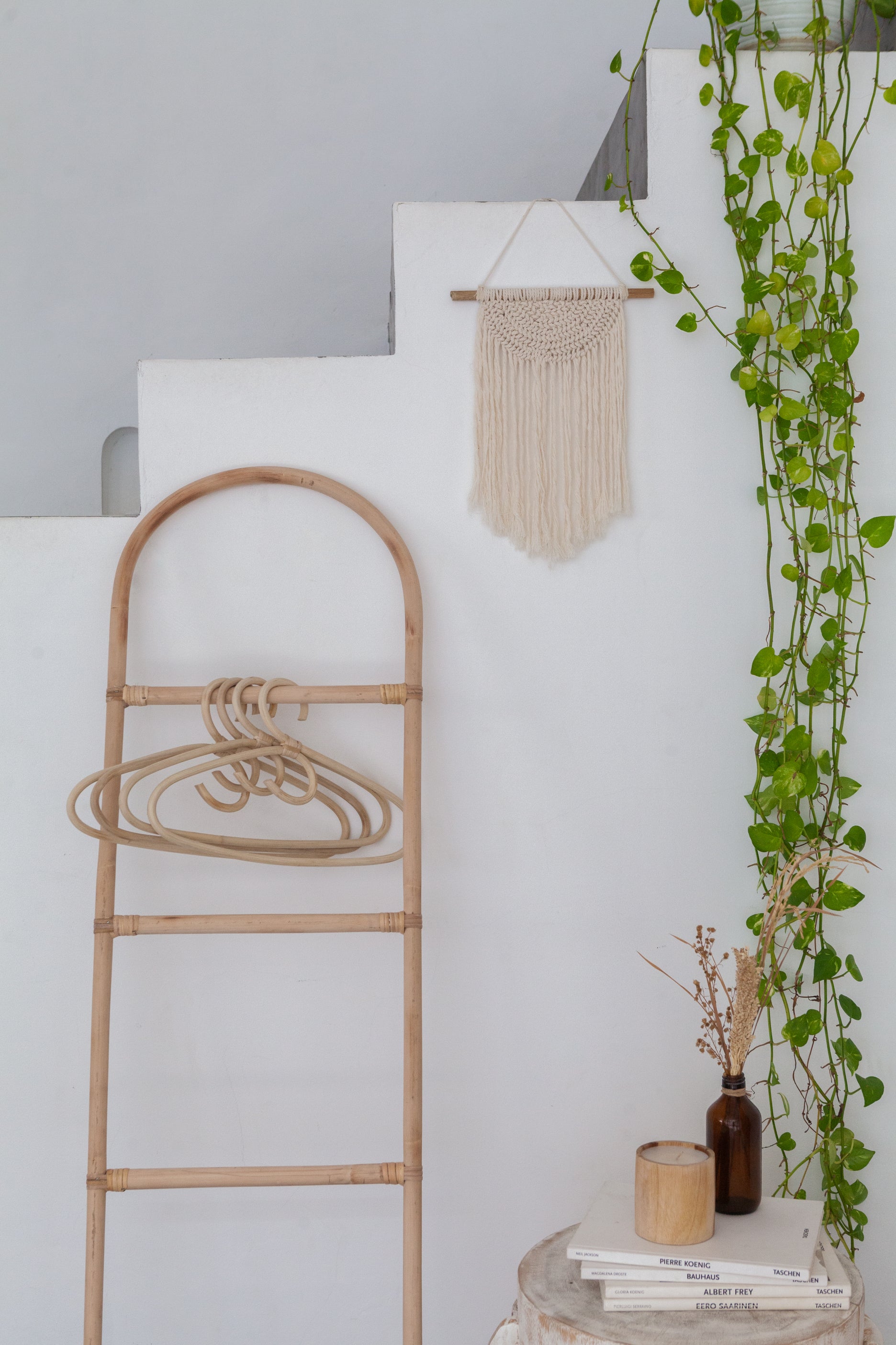 Traditional Rattan Hanger handmade by Village Thrive using natural materials.