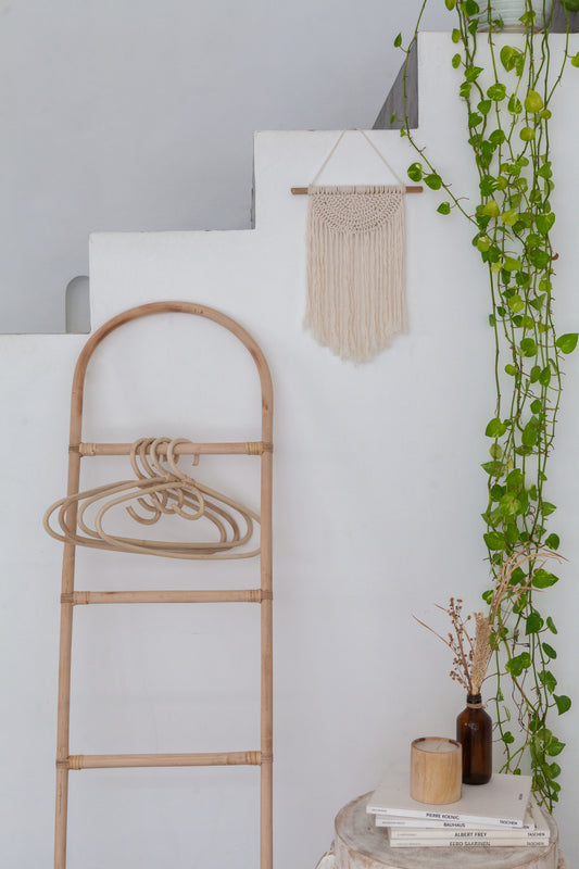 Traditional Rattan Hanger handmade by Village Thrive using natural materials.