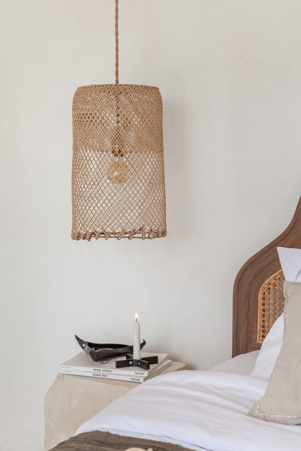 Borneo Rattan Pendant handmade by Village Thrive using natural materials.