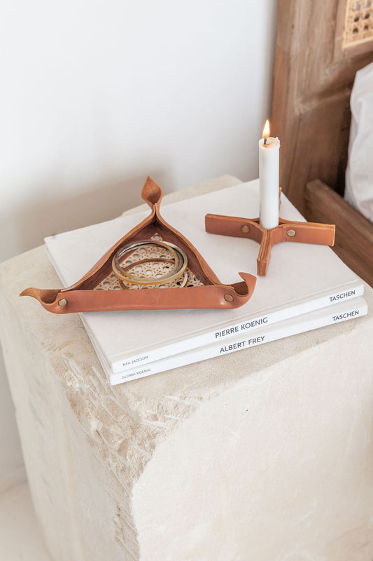 Imperfect Leather and Cane Webbing Catch-all