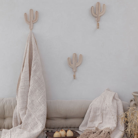 Cactus Wall Hook handmade by Village Thrive using natural materials.