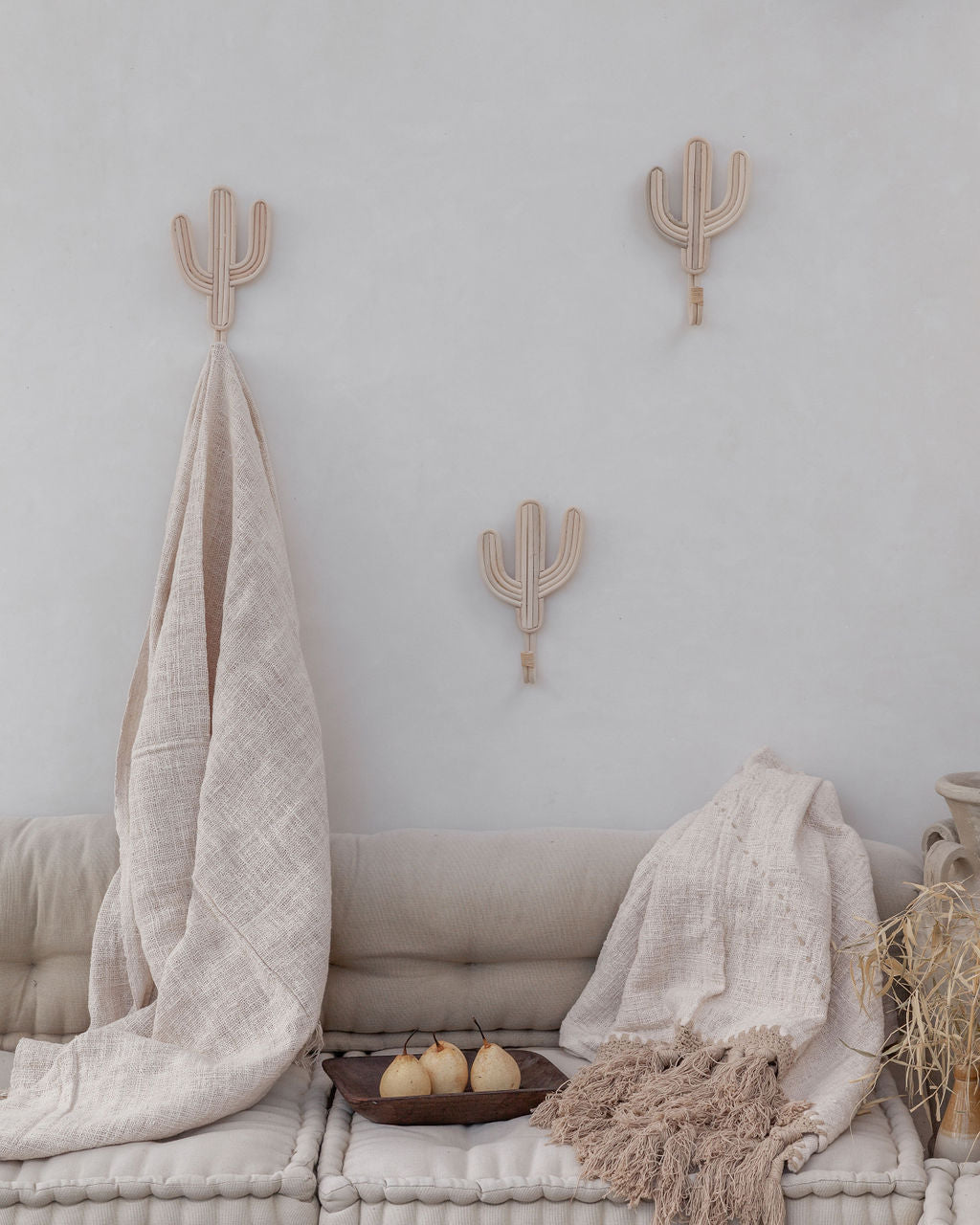 Cactus Wall Hook handmade by Village Thrive using natural materials.