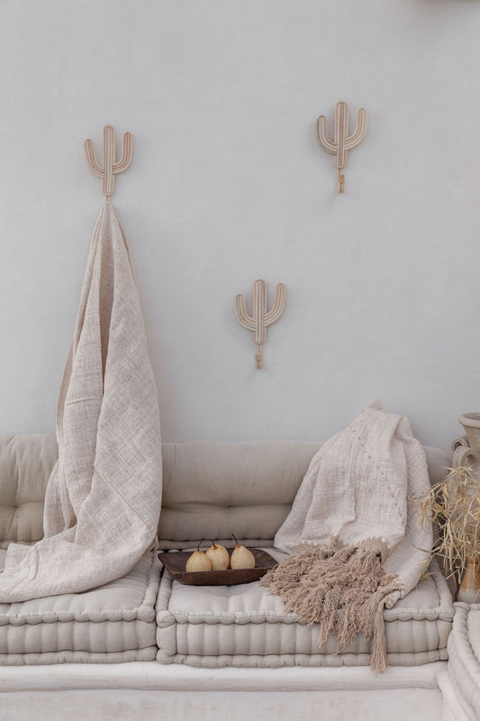 Cactus Wall Hook handmade by Village Thrive using natural materials.