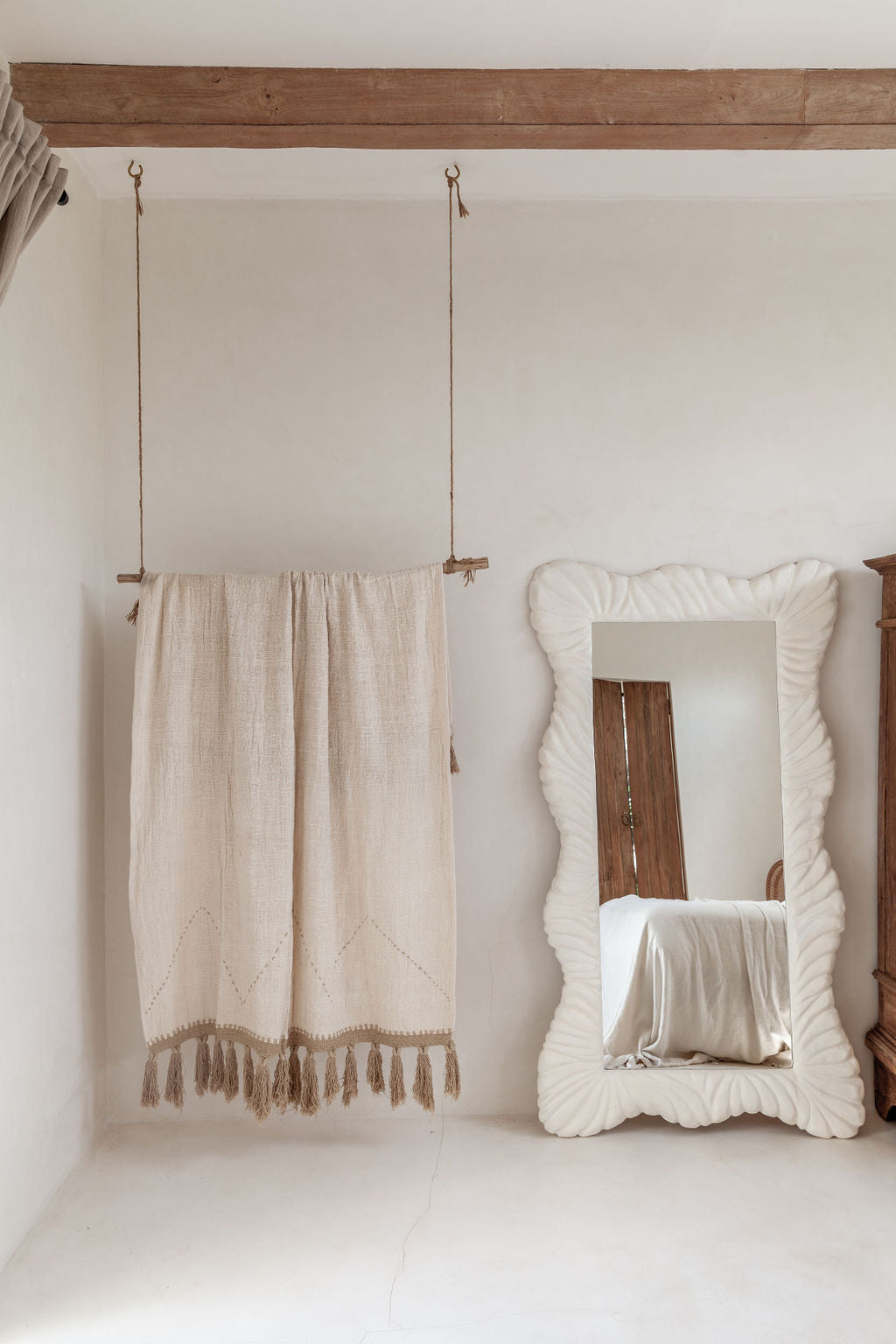 Hand Loomed Cotton Blanket in Gold Motif handmade by Village Thrive using natural materials.