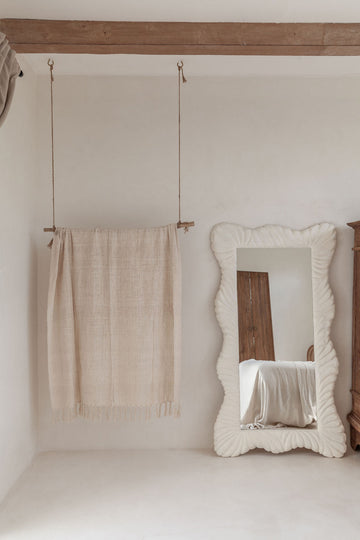 Hand Loomed Cotton Blanket in Natural handmade by Village Thrive using natural materials.