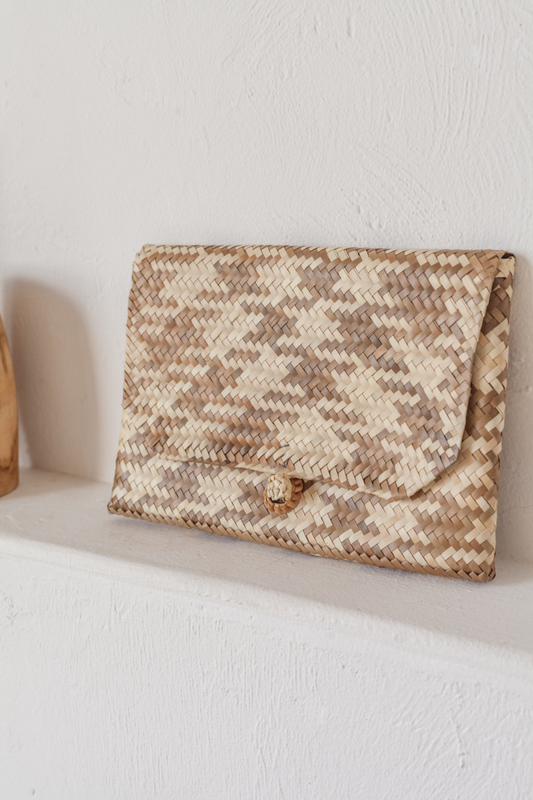 Imperfect Rattan Patterned Clutch