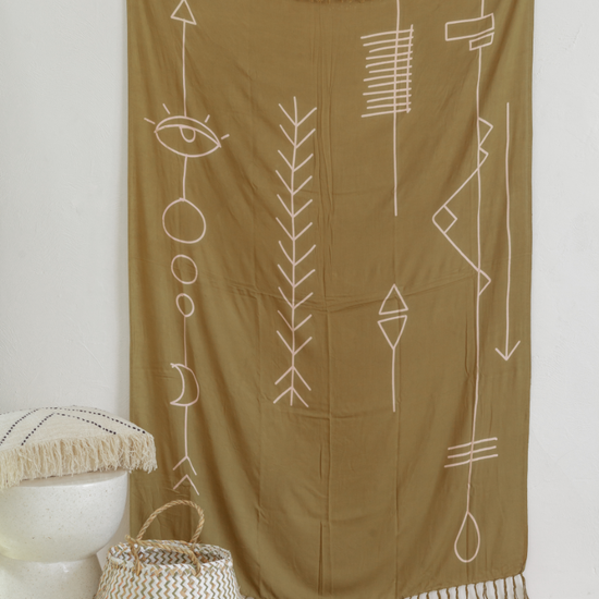 Abstract Tapestry handmade by Village Thrive using natural materials.