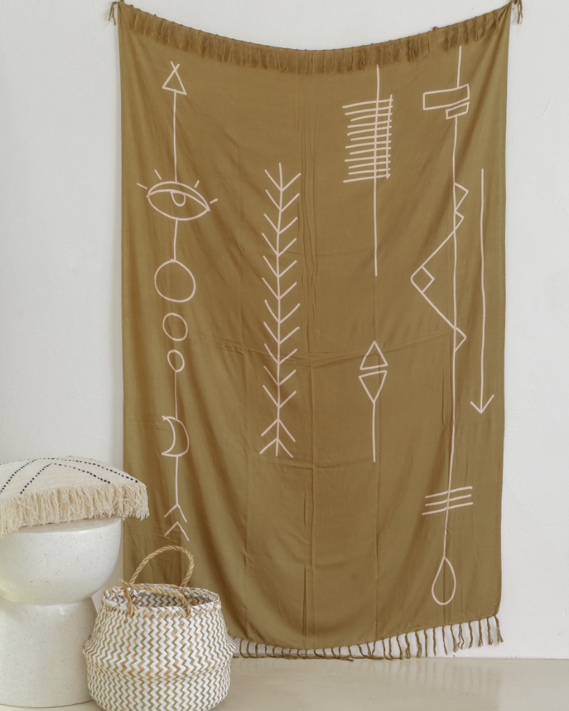 Abstract Tapestry handmade by Village Thrive using natural materials.