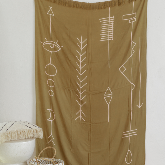 Imperfect Abstract Tapestry handmade by Village Thrive using natural materials.