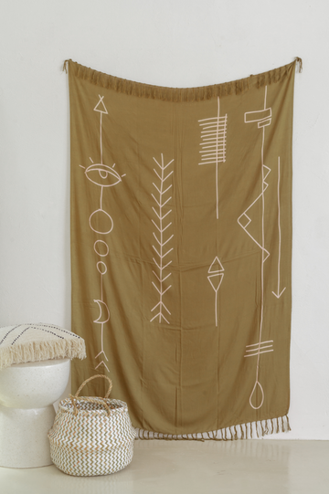 Imperfect Abstract Tapestry handmade by Village Thrive using natural materials.