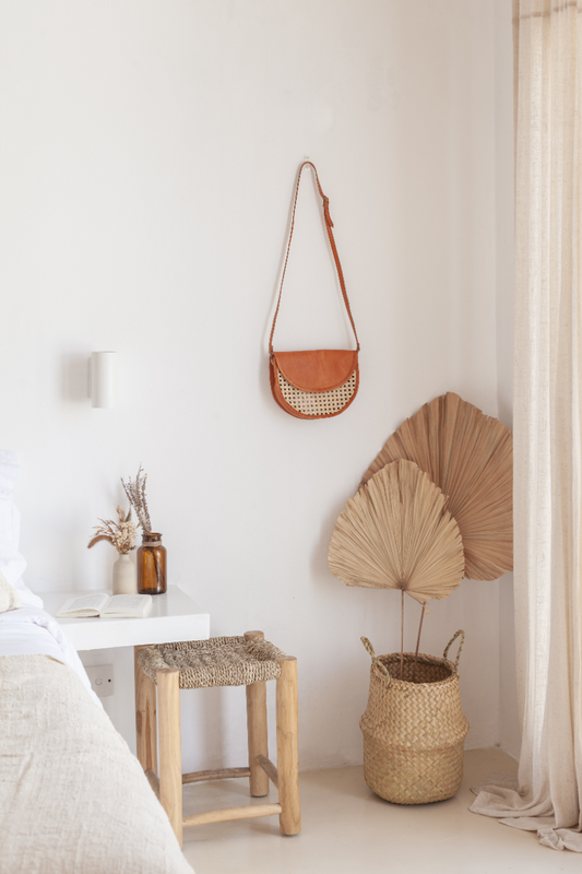 Imperfect Raja Leather and Cane Crossbody