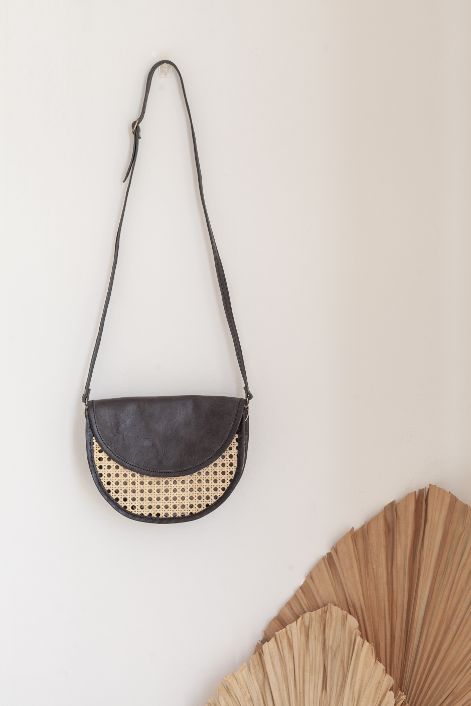 Imperfect Raja Leather and Cane Crossbody