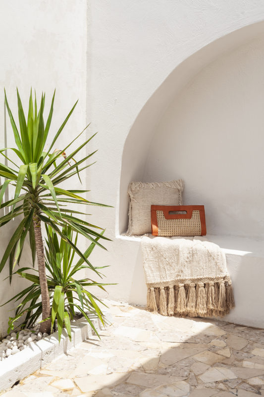 Imperfect Raja Leather and Cane Clutch