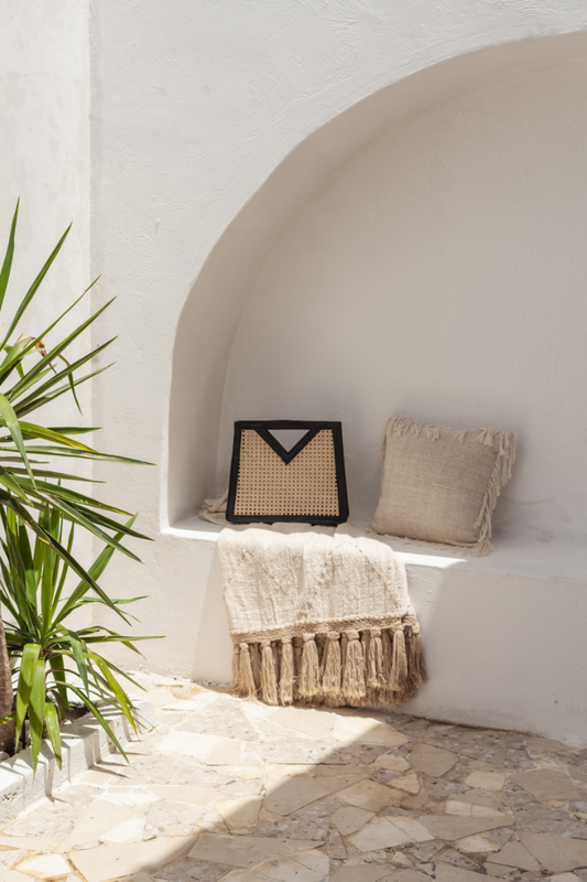 Imperfect Raja Leather and Cane Handbag