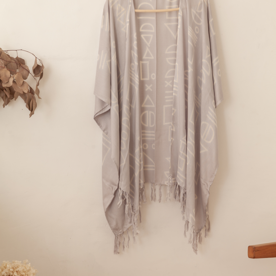 Imperfect Shapes Kimono handmade by Village Thrive using natural materials.