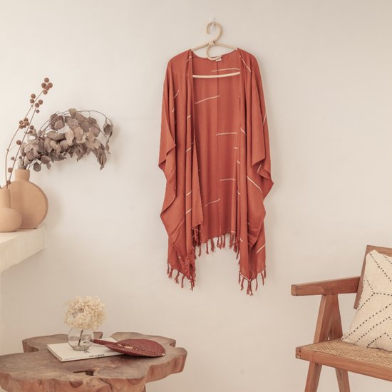 Lines Kimono handmade by Village Thrive using natural materials.