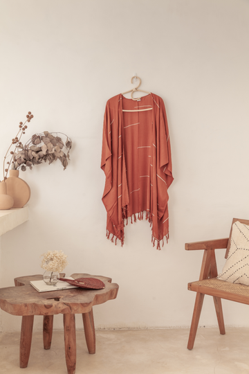 Lines Kimono handmade by Village Thrive using natural materials.