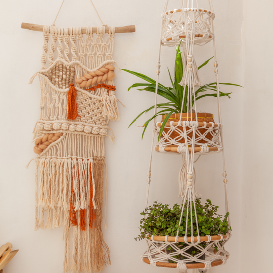 Terra Macraweave Wall Hanging handmade by Village Thrive using natural materials.
