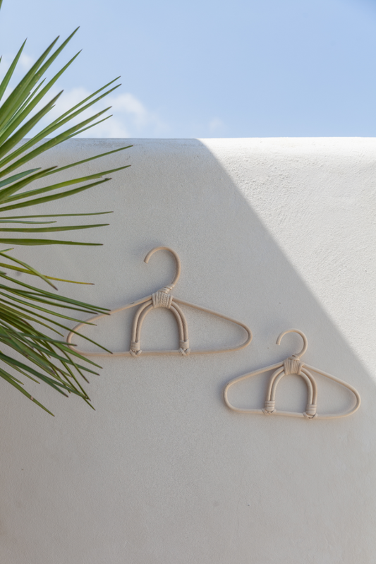 Rainbow Rattan Hanger handmade by Village Thrive using natural materials.