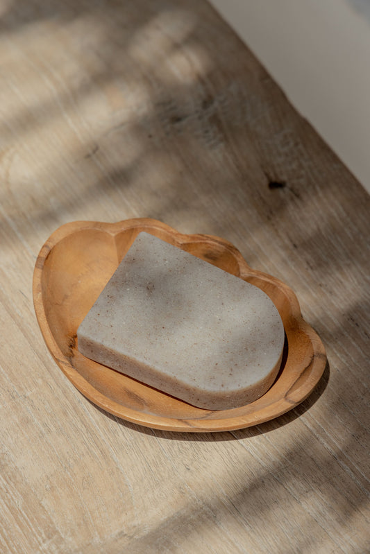 Teak Shell Catch All handmade by Village Thrive using natural materials.