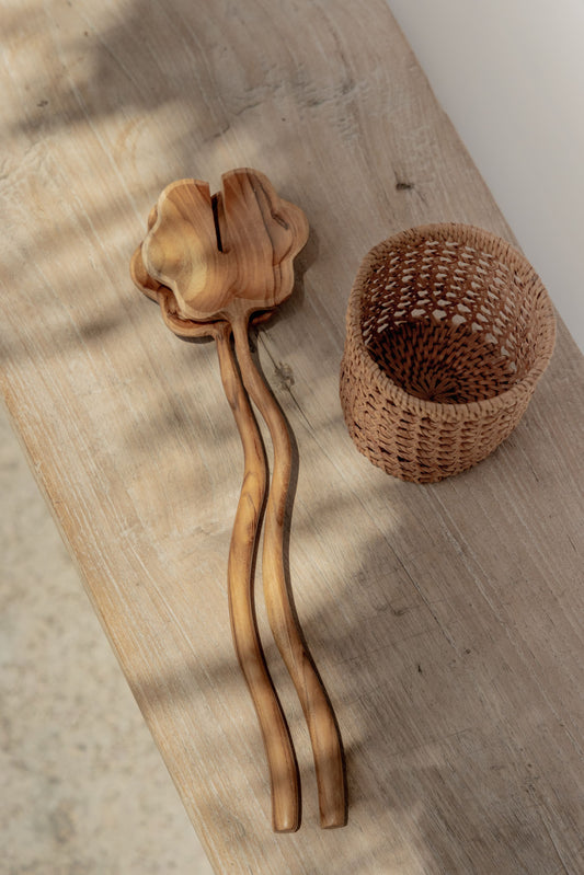 Flora Teak Salad Serving Spoon Set