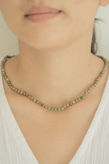 Gemstone & Gold Necklace handmade by Village Thrive using natural materials.