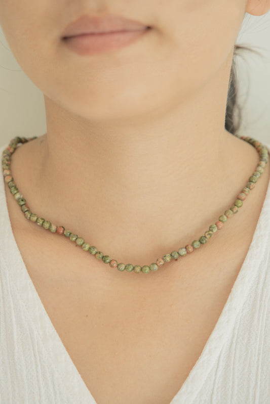 Gemstone & Gold Necklace handmade by Village Thrive using natural materials.
